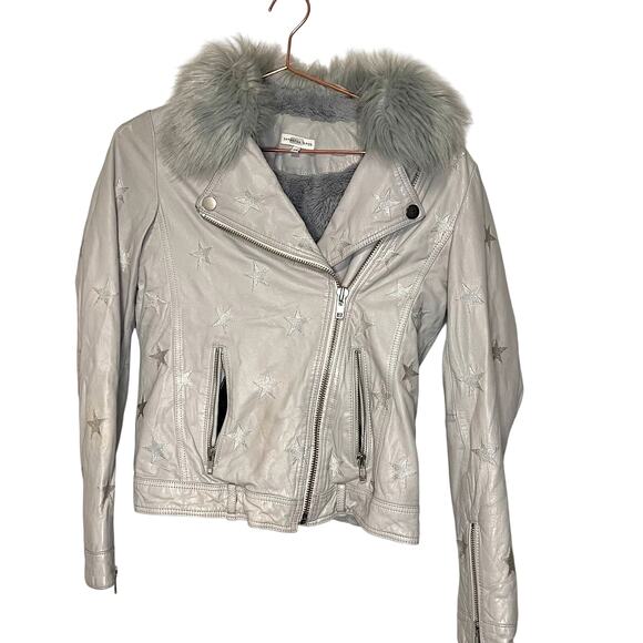 Samantha Sipos Seeing Stars Leather Faux Fur Lined Jacket Size Extra Small - Picture 3 of 13